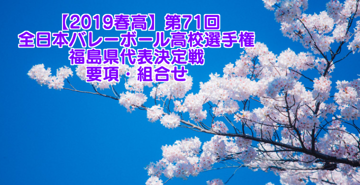 【2019春高】第71回全日本バレーボール高校選手権 福島県代表決定戦 要項・組合せ