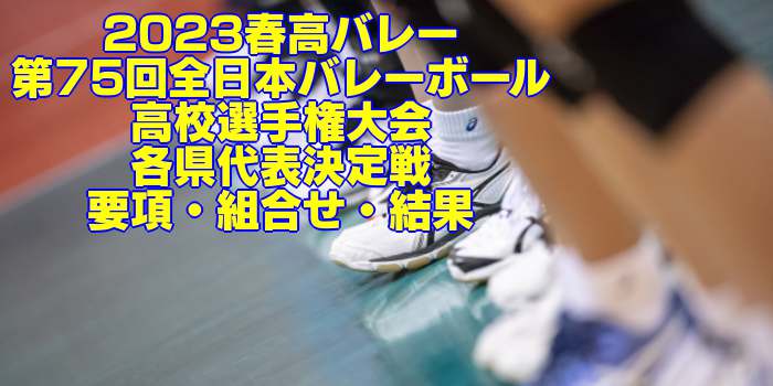 2023春高バレー｜第75回全日本バレーボール高校選手権 各県代表決定戦　要項・組合せ・結果